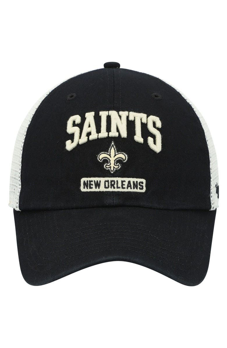 '47 Men's '47 Black/White New Orleans Saints Morgantown Trucker Clean Up Snapback Hat, Alternate, color, 