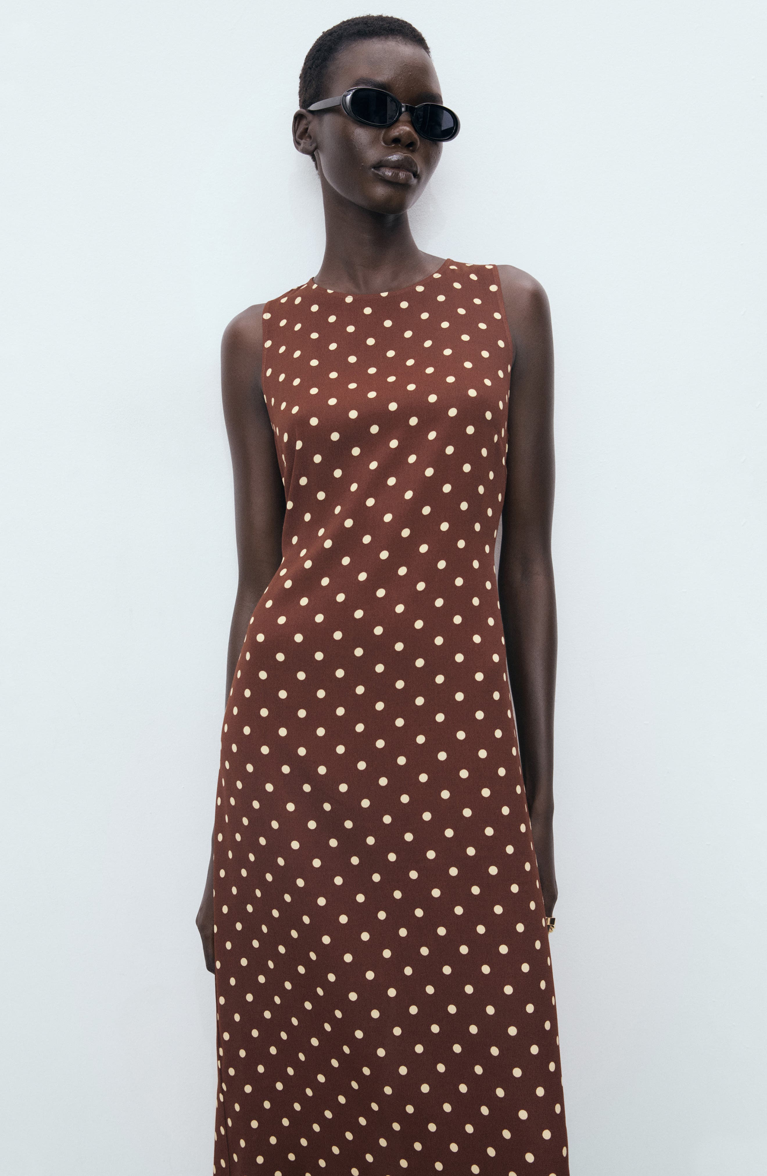 brown polka dot dress nordstrom Dara Polka Dot Satin Maxi Dress (Women)
