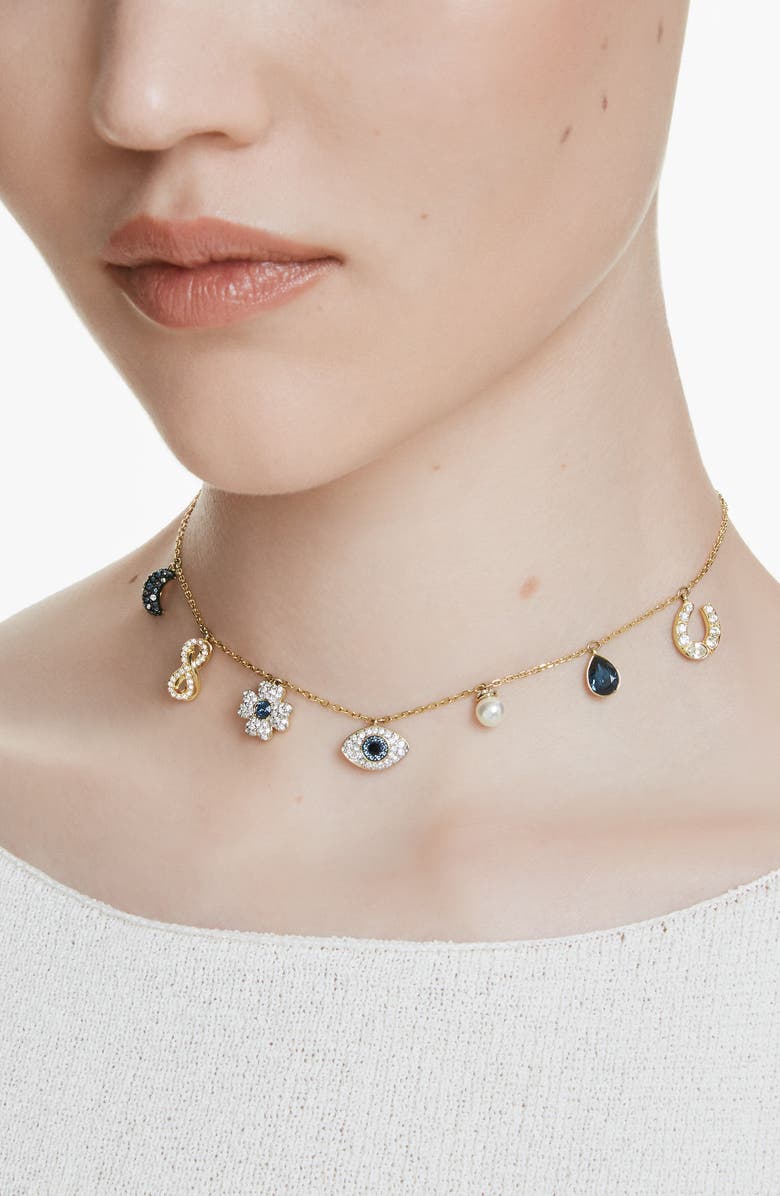 Swarovski Symbolica Charm Necklace, Alternate, color, Blue Multi