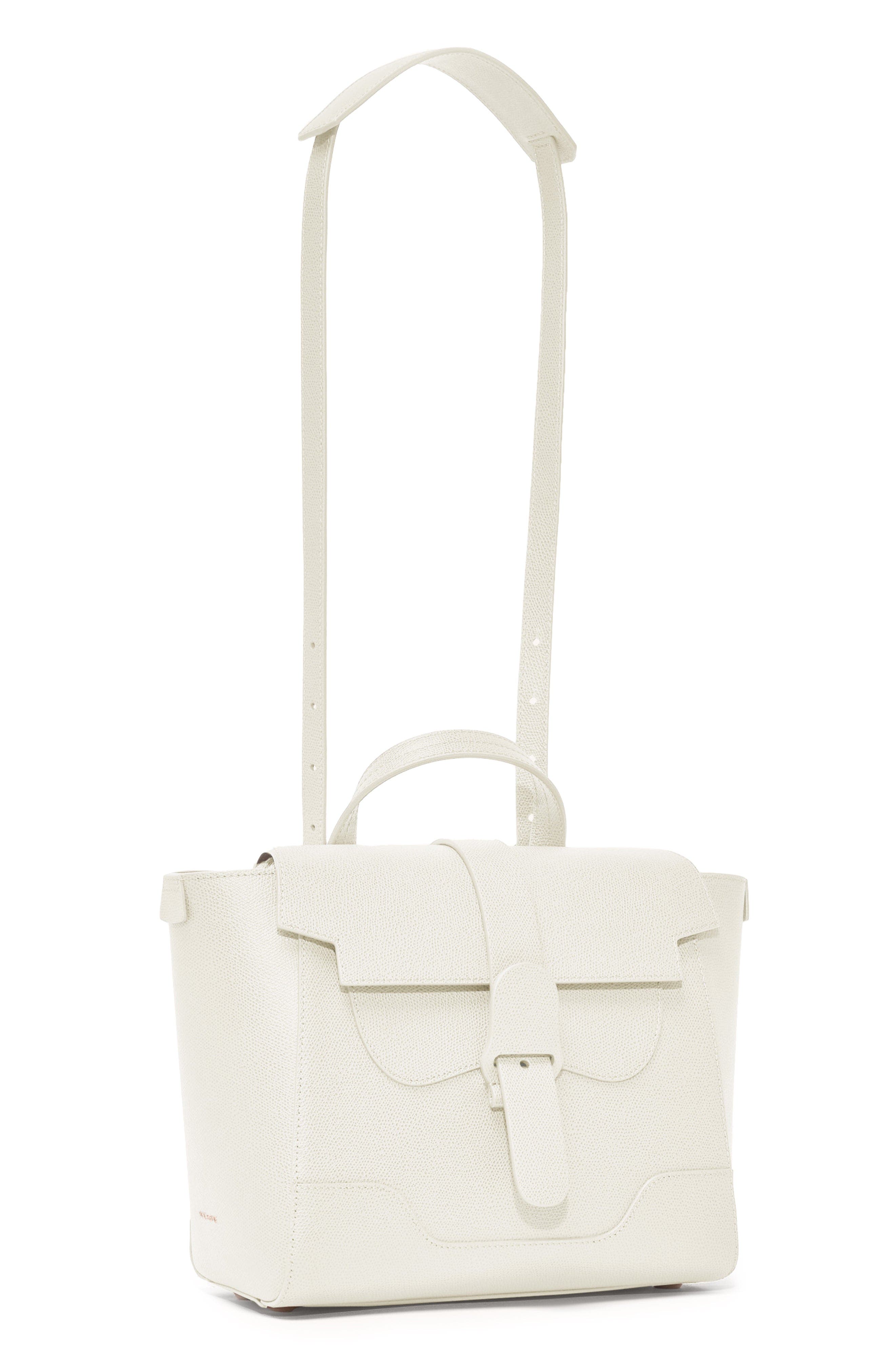 Midi Maestra Pebbled Leather 4-Way Convertible Handbag, Alternate, color, Cream