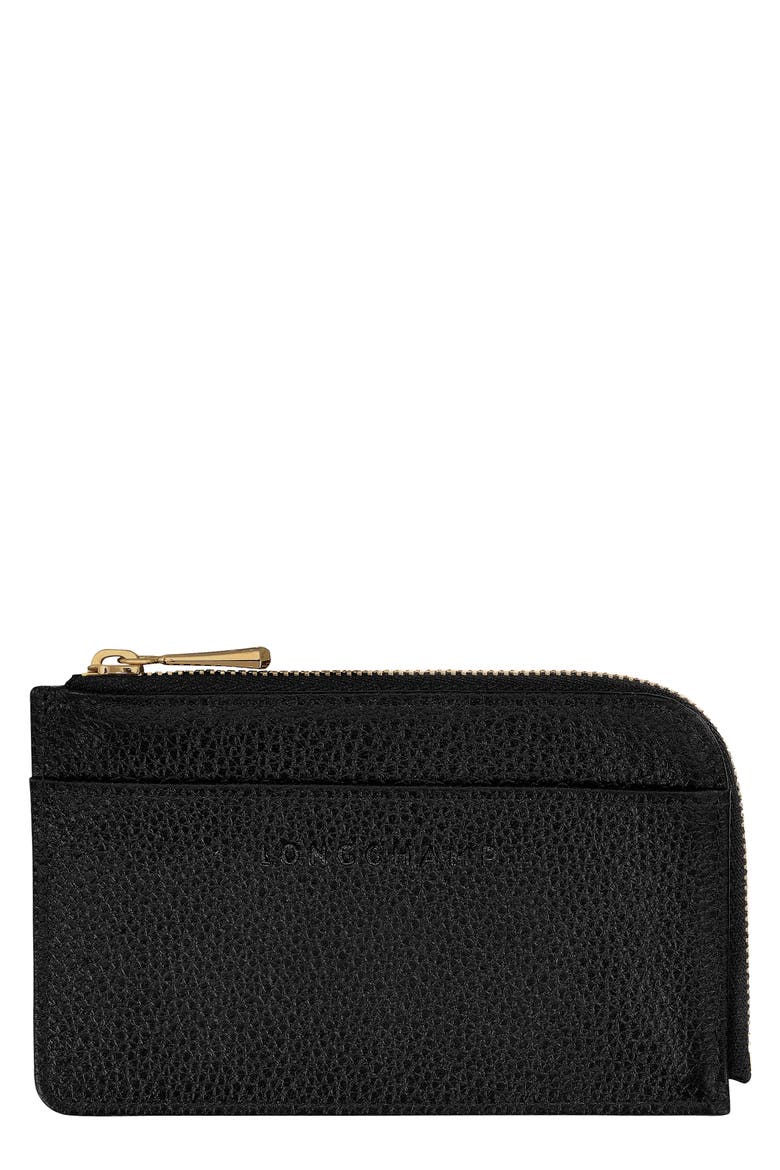 Le Foulonné Leather Card Case, Main, color, BLACK