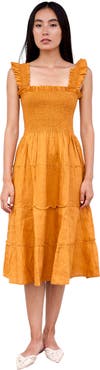 CQC LA Alma Linen Midi Dress