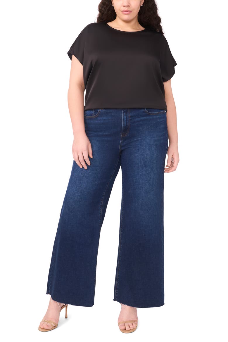 Dolman Sleeve Satin Top, Alternate, color, RICH BLACK 060