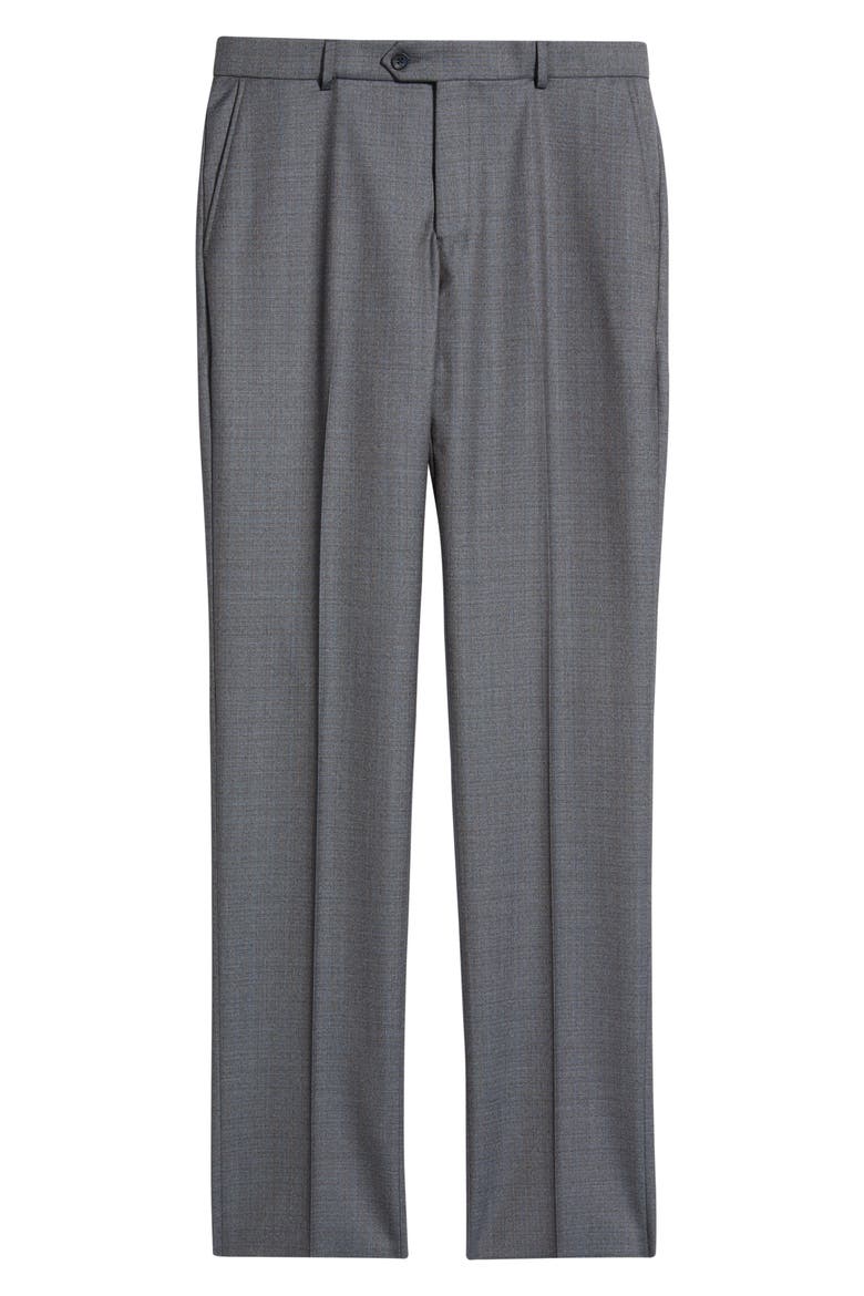 Flat Front Serge Wool Dress Pants, Alternate, color, BLUE MIX