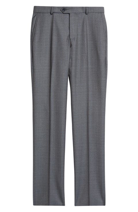 Flat Front Serge Wool Dress Pants