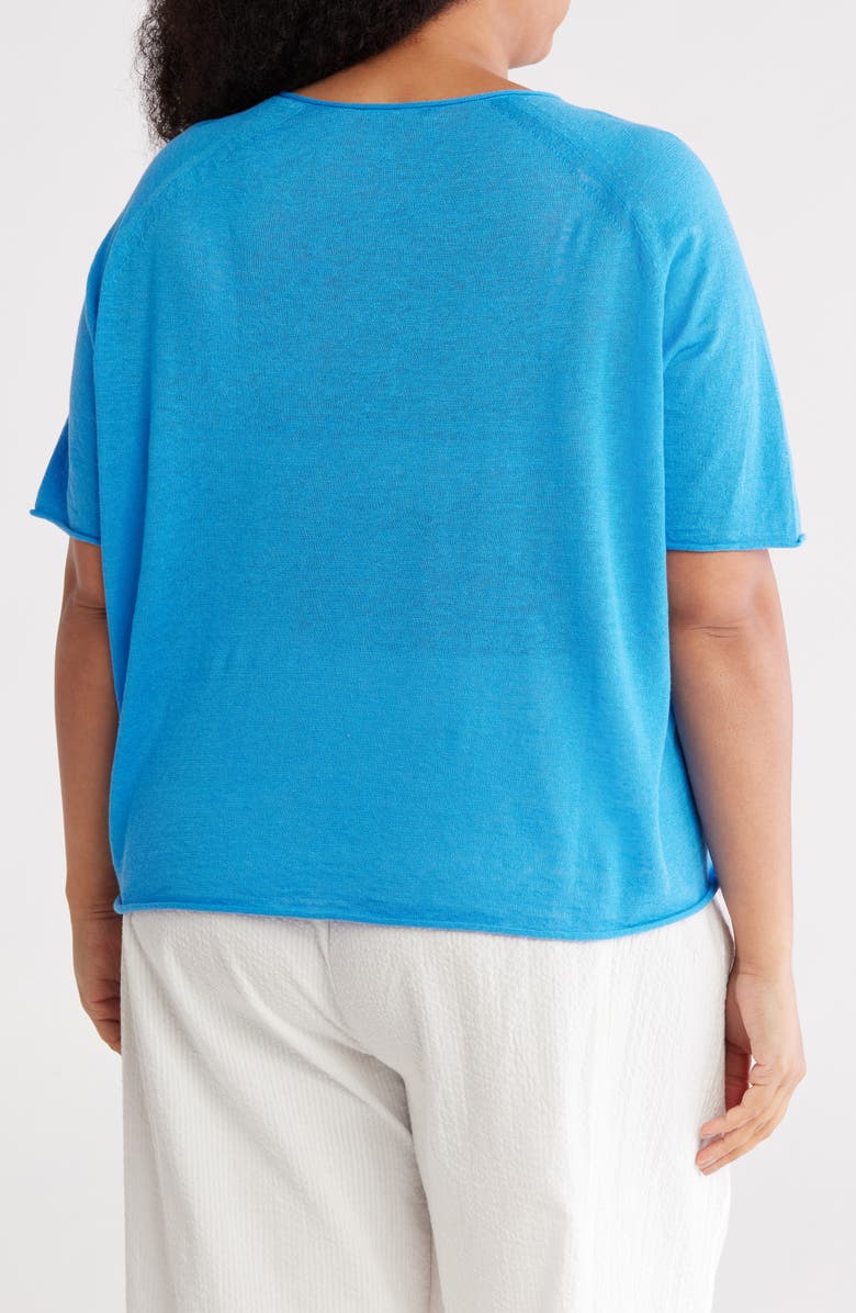 Eileen Fisher Elbow Sleeve Organic Linen & Organic Cotton Sweater, Alternate, color, Calypso