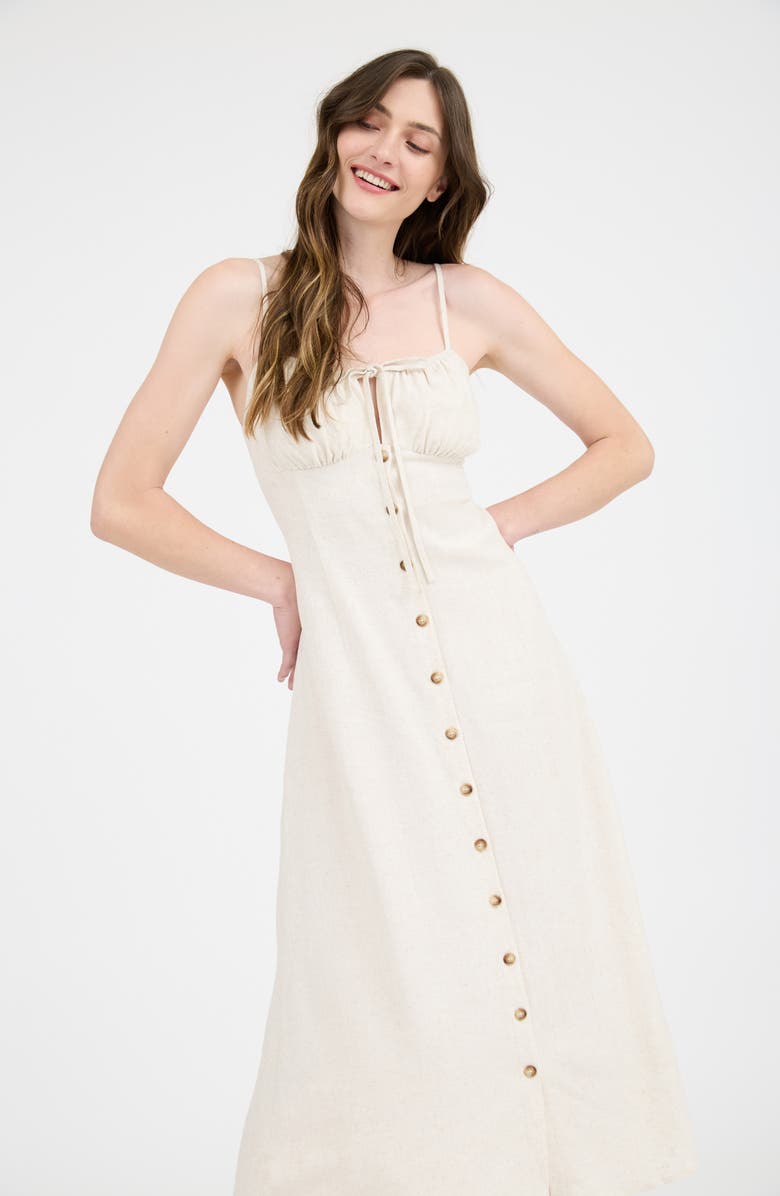 Blu Pepper Button-Up Midi Dress, Alternate, color, Oatmeal