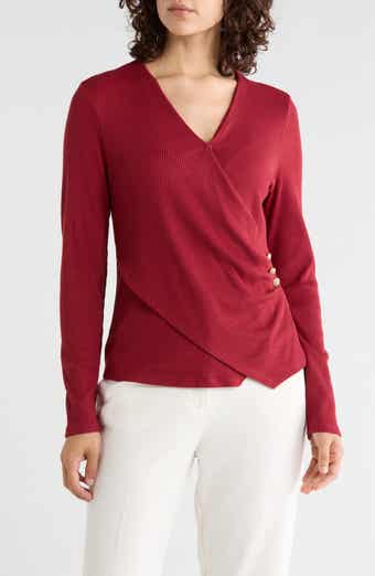 Ribbed Wrap Knit Top