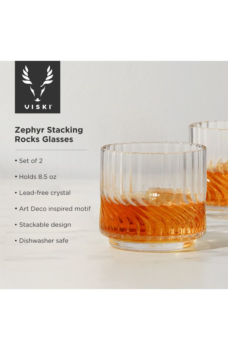 Viski Zephyr Crystal Lowball Tumblers Set of 2, Alternate, color, Clear