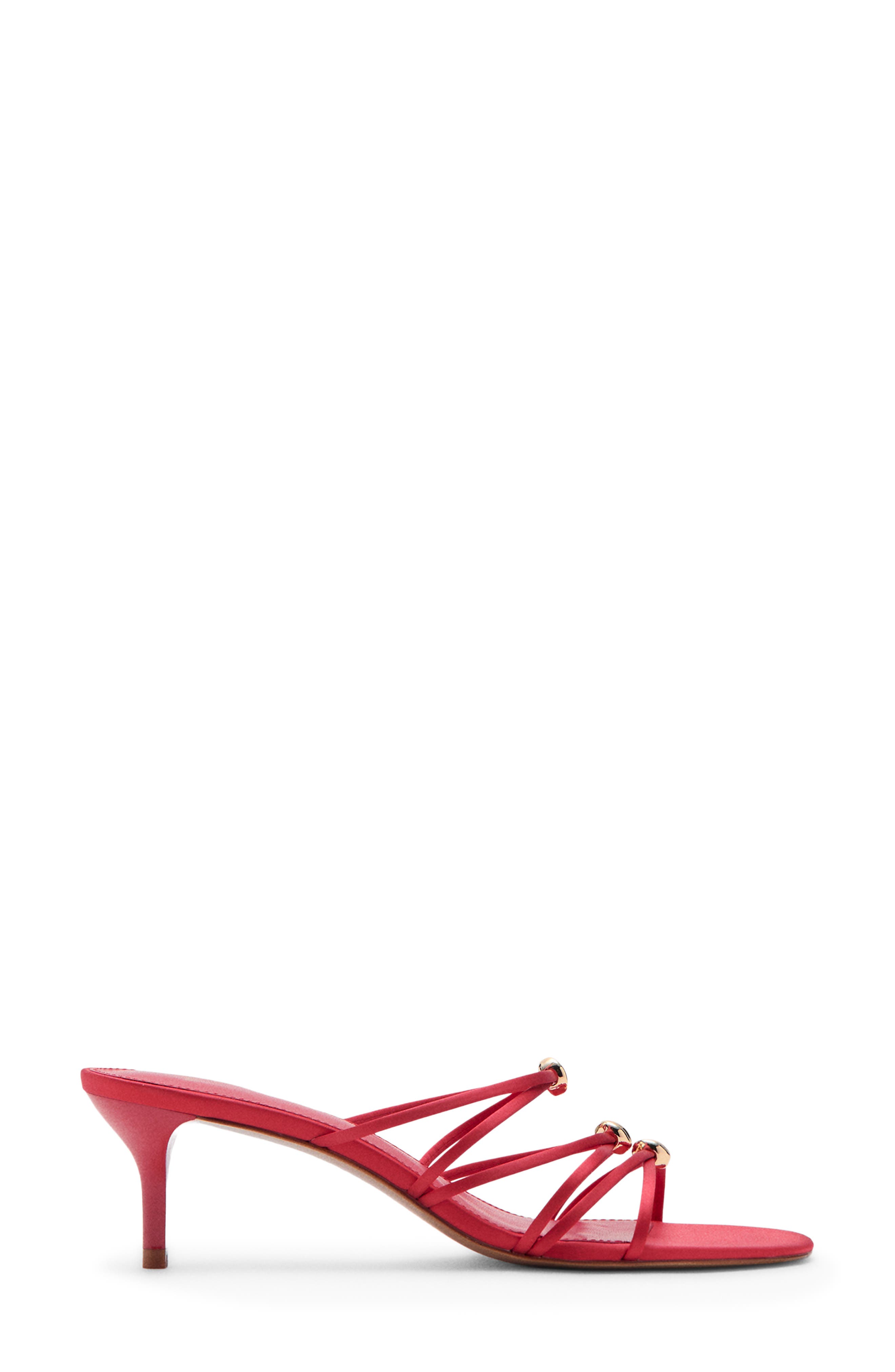 MANGO Kitten Heel Satin Strap Sandal, Alternate, color, Red