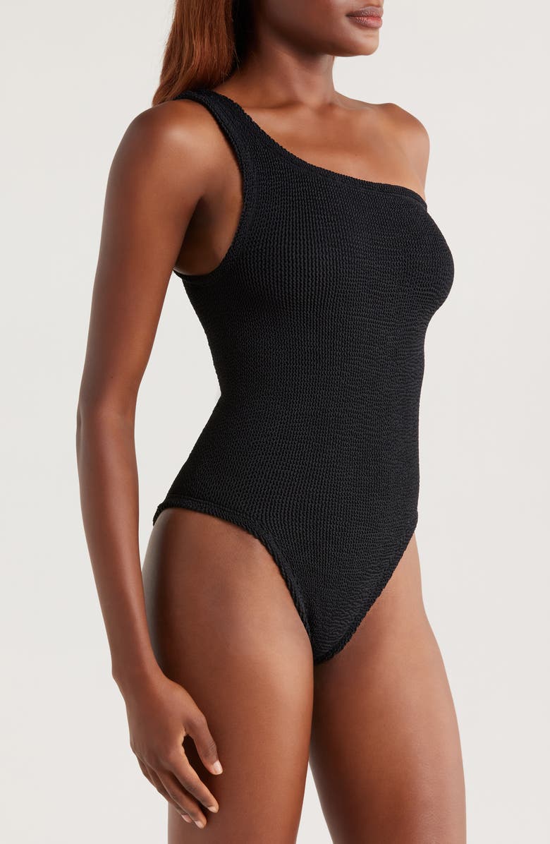 Hunza G Nancy One-Shoulder One-Piece Swimsuit, Alternate, color, Black