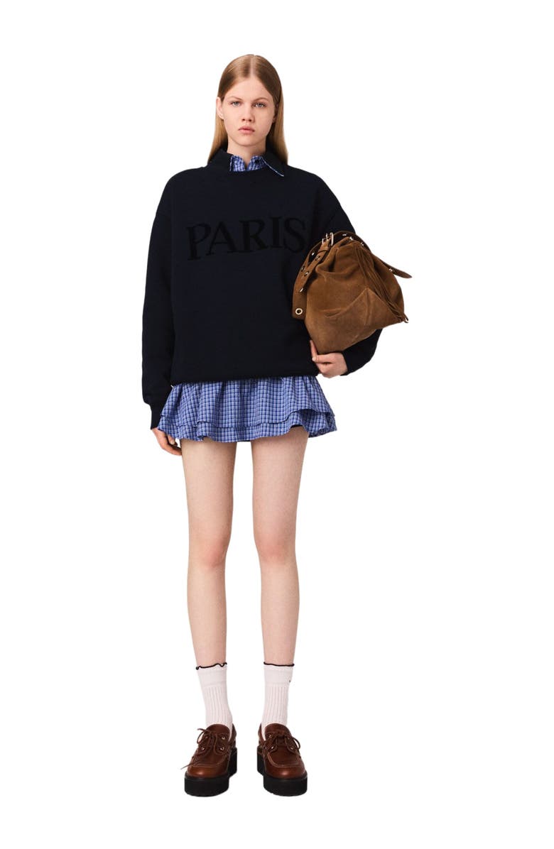 maje Paris embossed logo sweatshirt, Main, color, 