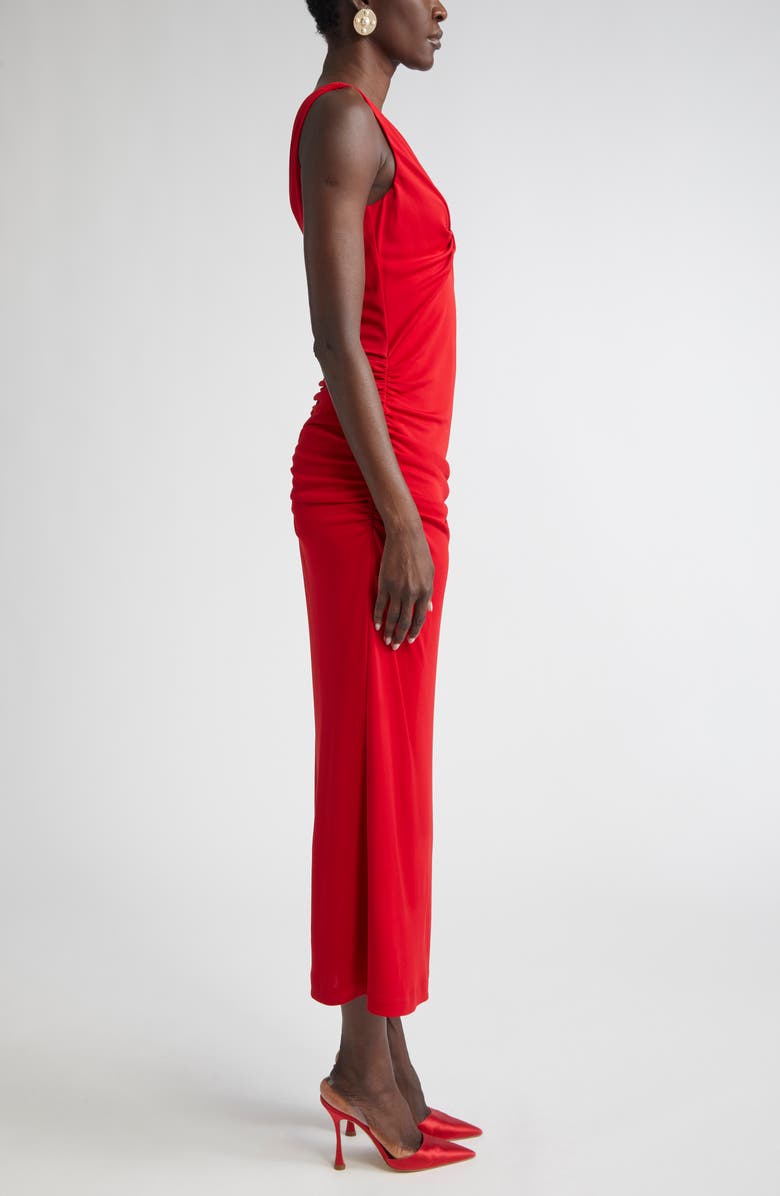Carolina Herrera Ruched Jersey Column Dress, Alternate, color, Herrera Red