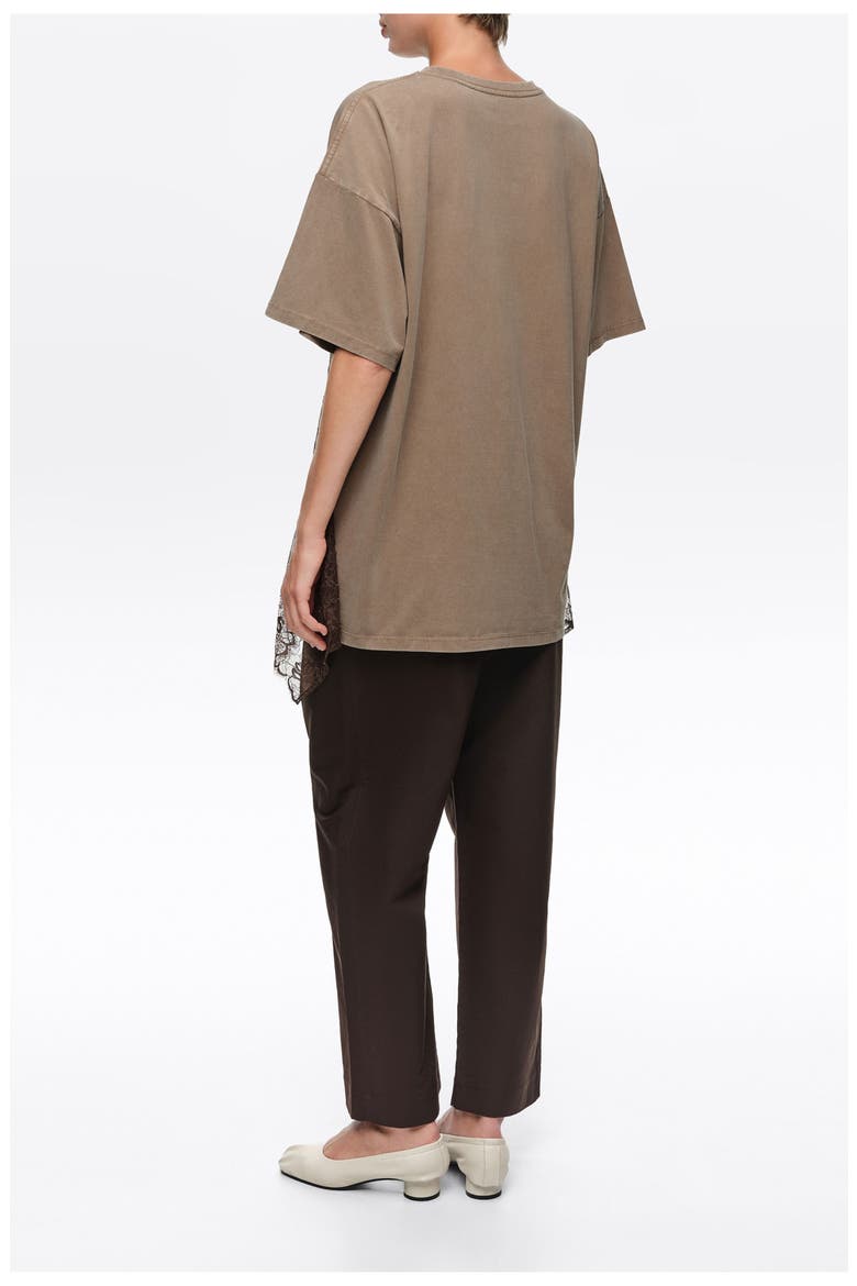 Lace Ruffle Oversized T-shirt, Alternate, color, LIGHT TAUPE