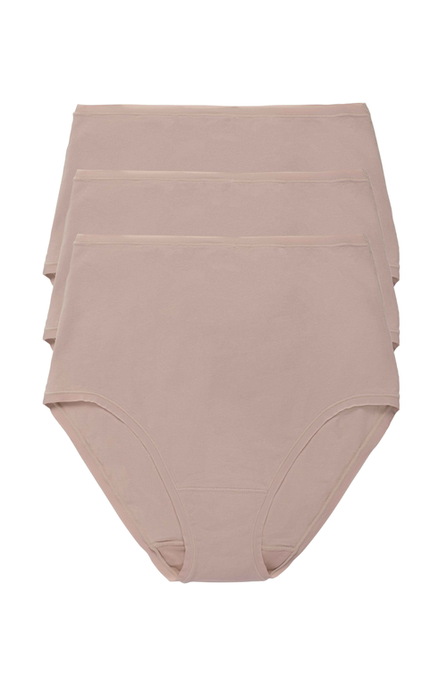 Natori Bliss Bare Cotton High Waist Brief 3-pack In Cafe