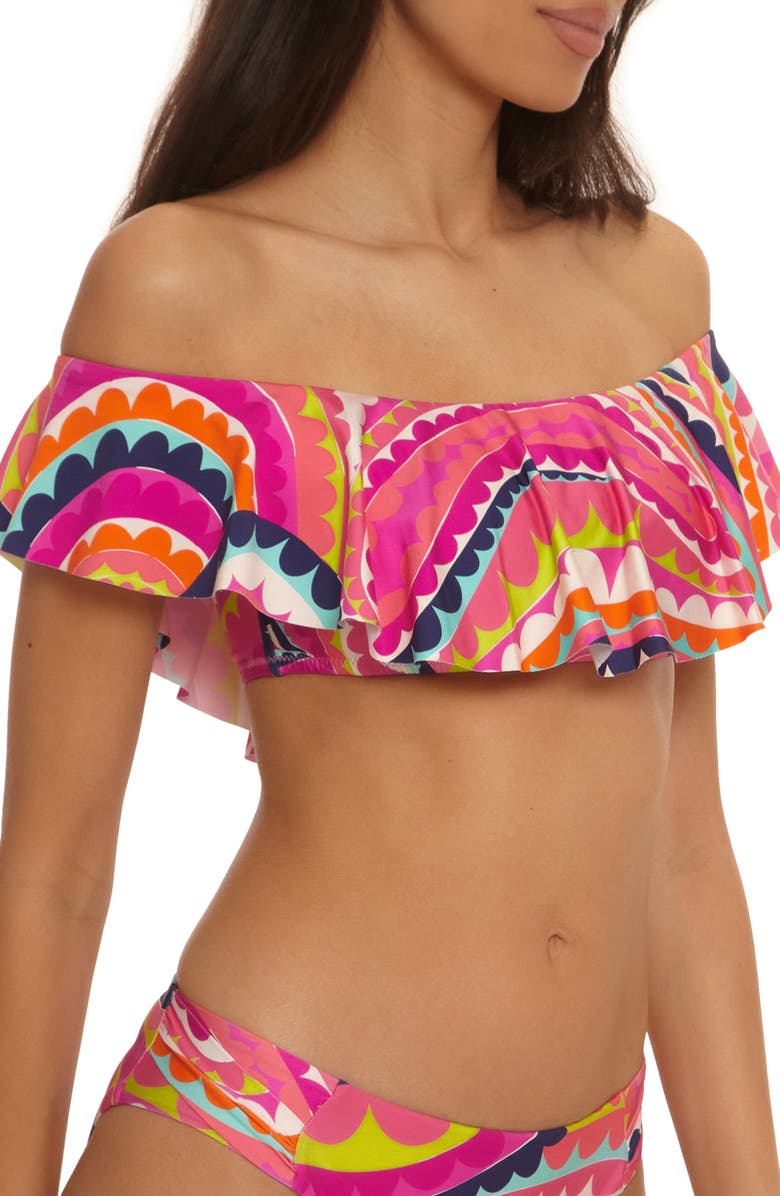 Trina Turk Aphrodite Flowy Bandeau Bikini Top, Alternate, color, Pink Multi