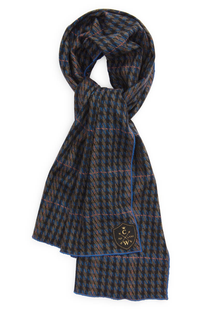 CLIFTON WILSON Houndstooth Windowpane Wool Scarf, Main, color,
