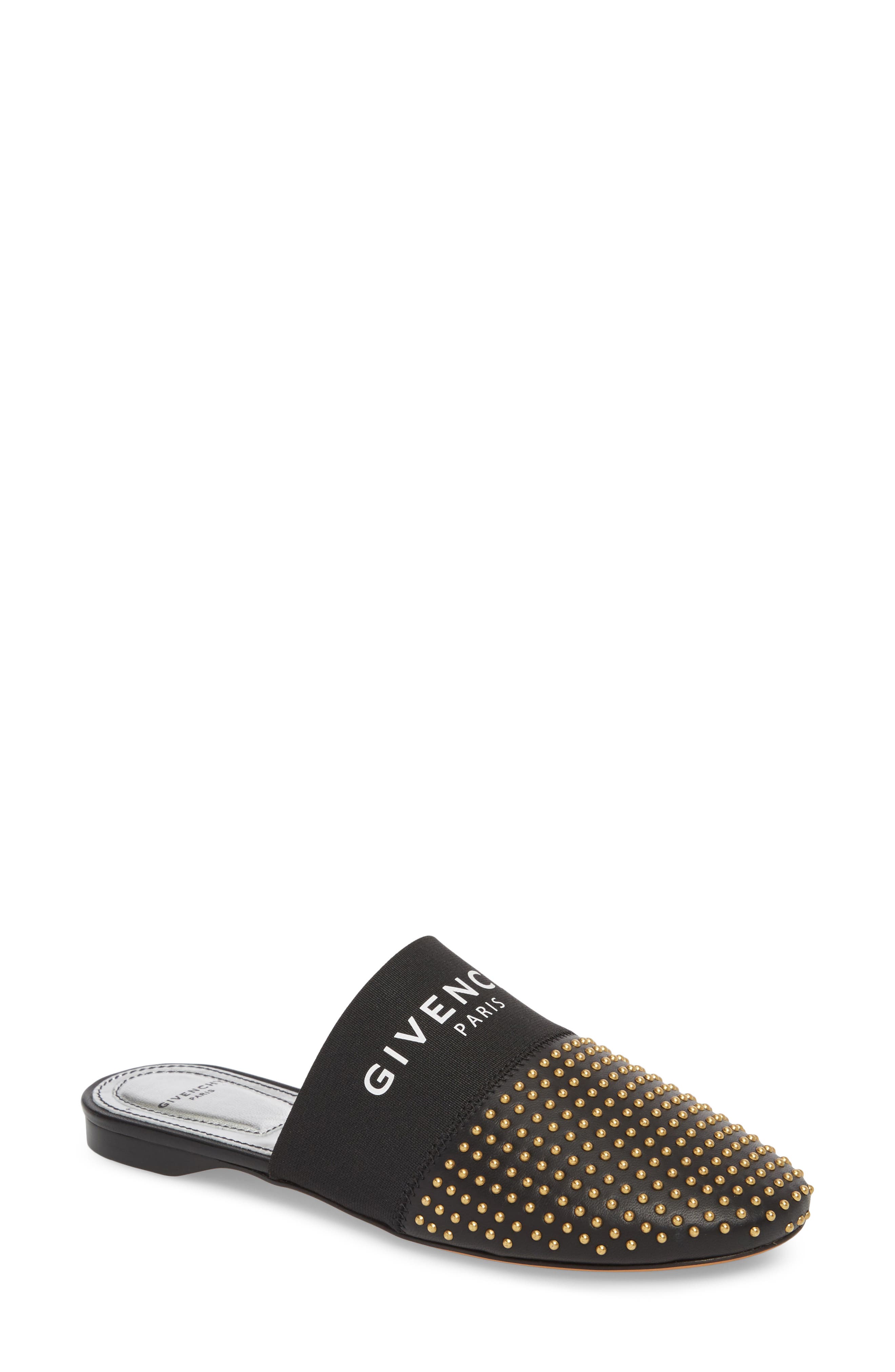 Studded Mule, Main, color, BLACK