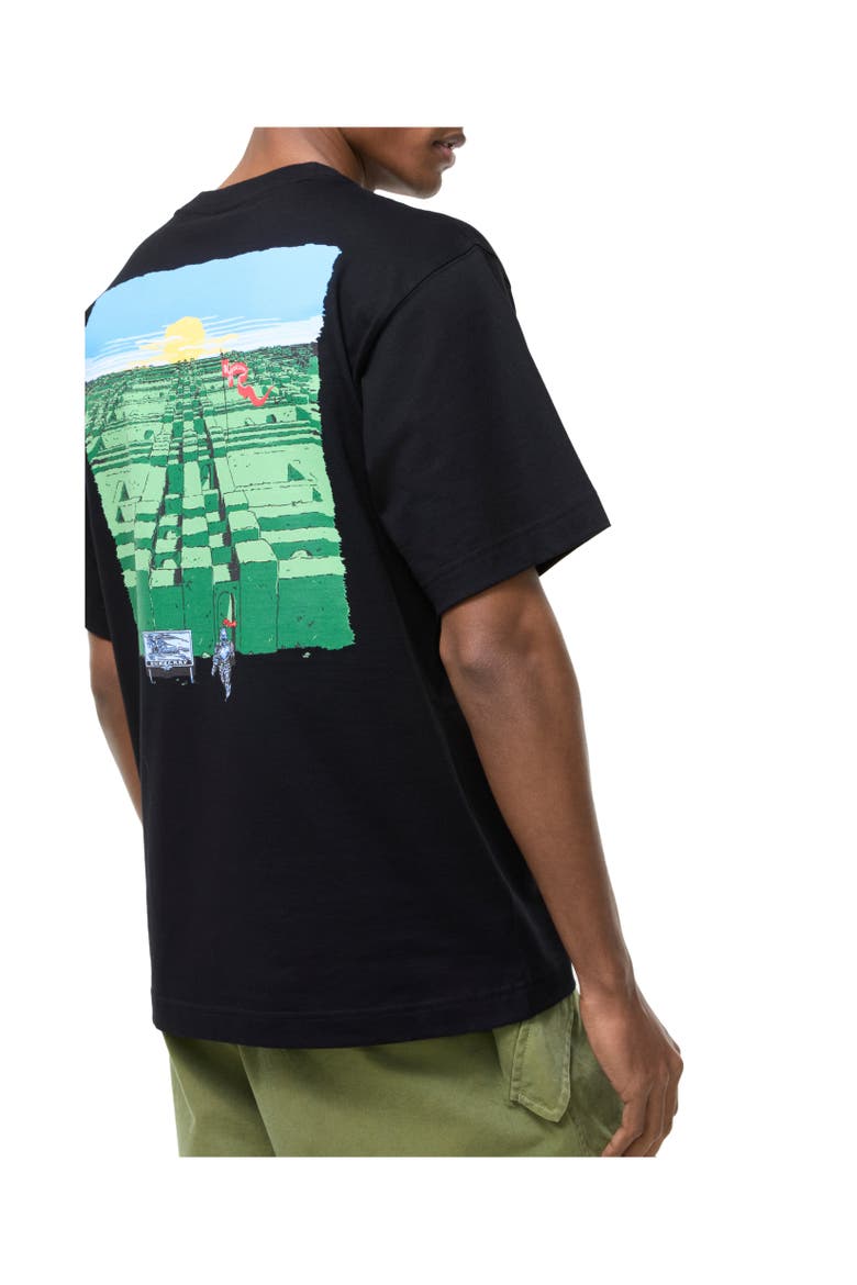 Maze Cotton T-shirt, Alternate, color, Black