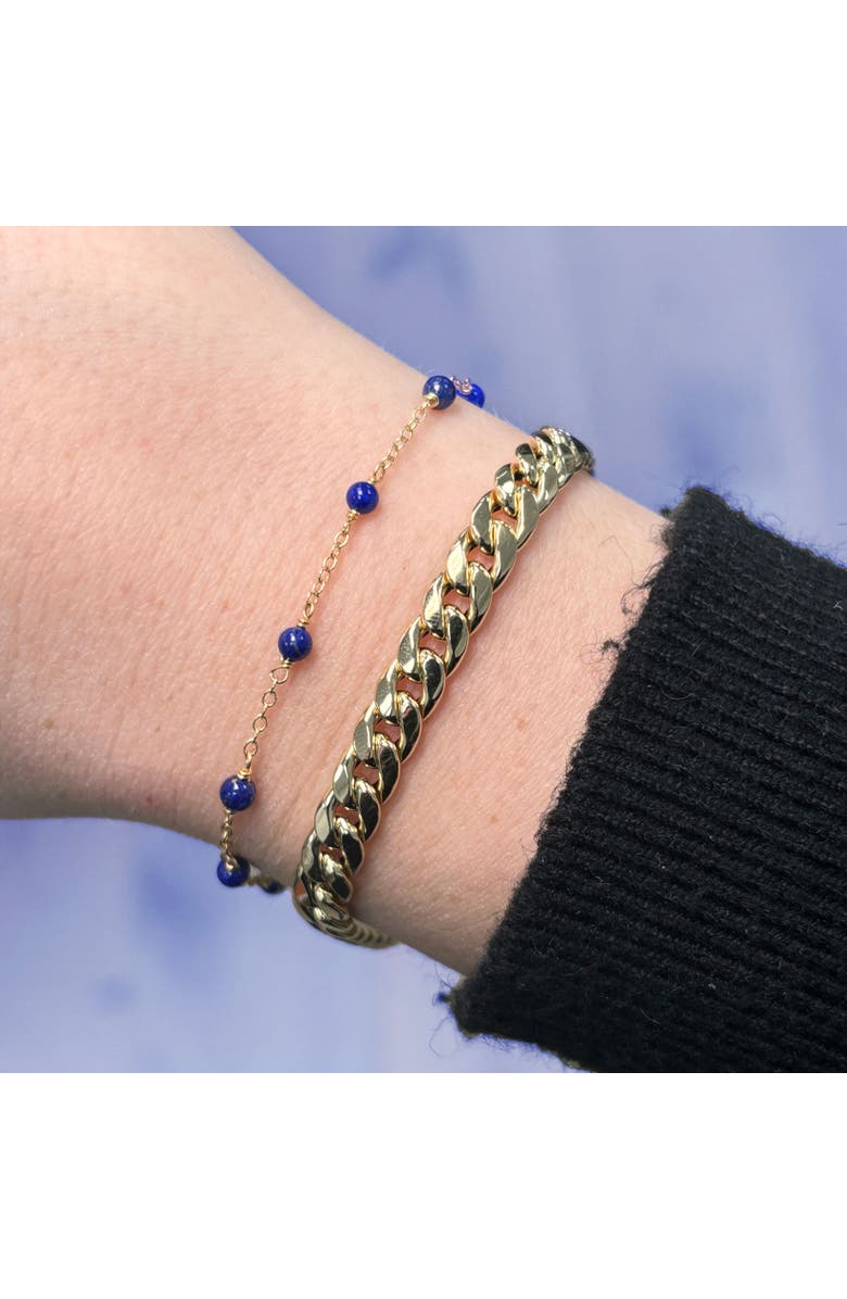 The Lovery Fine Jewelry Lapis Bead Chain Bracelet, Alternate, color, Lapis