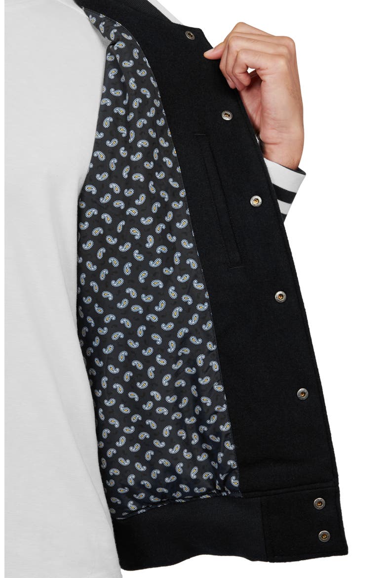 Solid Varsity Jacket, Alternate, color, BLACK