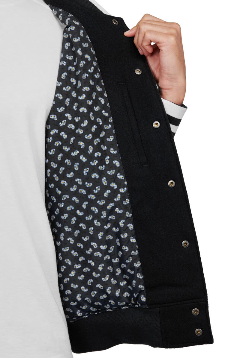 CONSTRUCT Solid Varsity Jacket, Alternate, color, Black