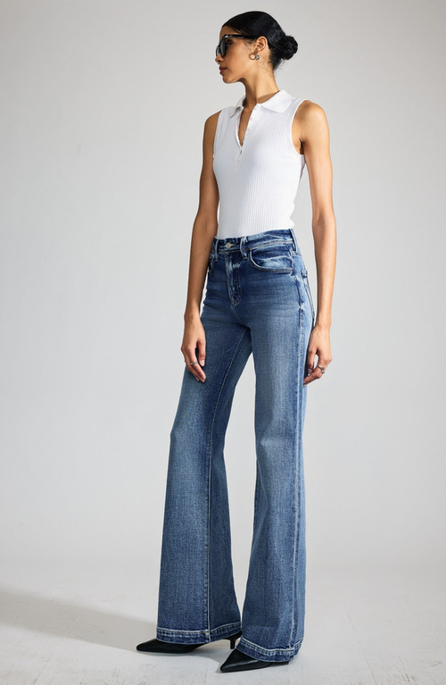 Kancan Premier Nessa Premier High Rise Wide Flare Jeans In Medium Wash