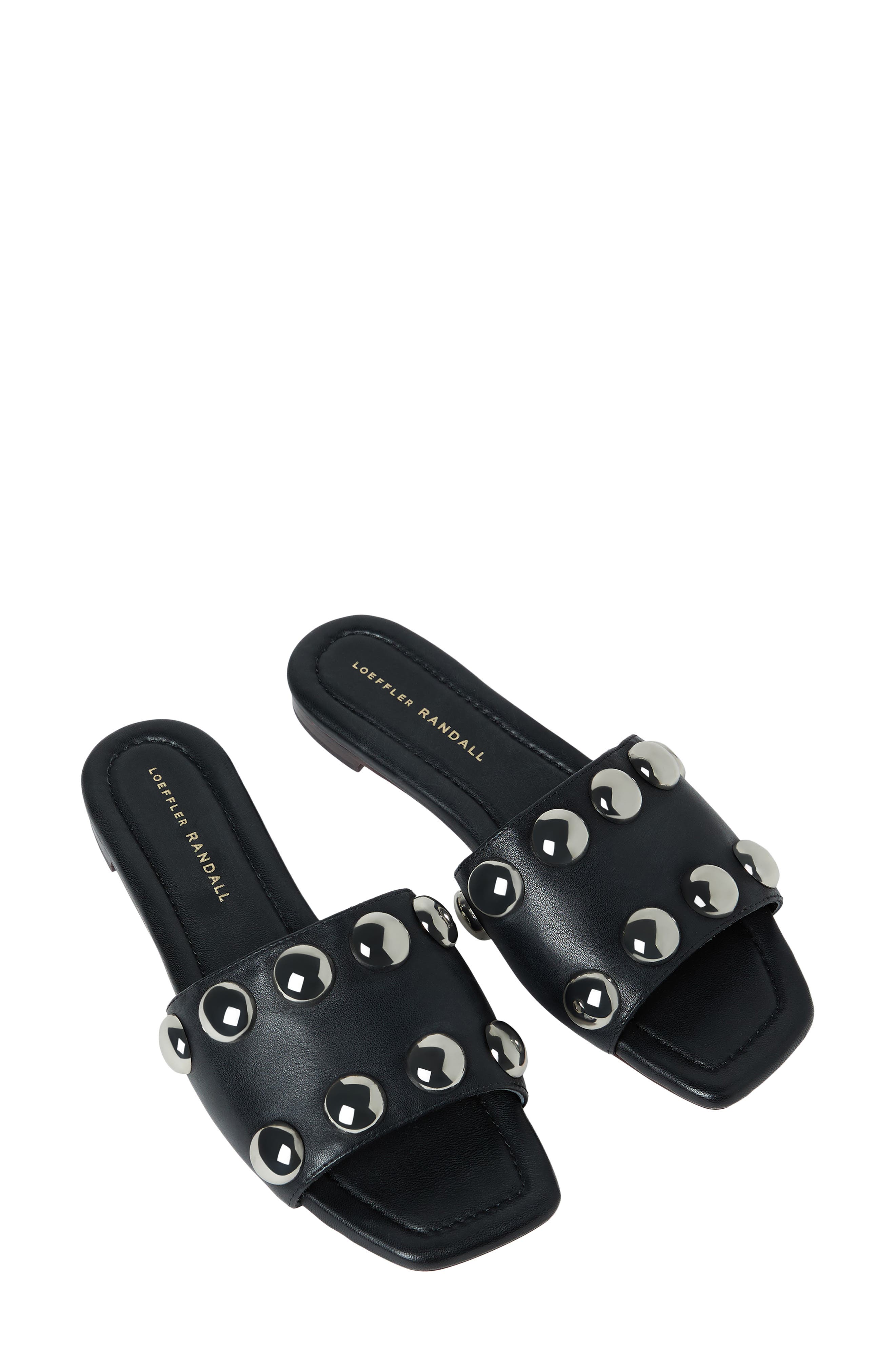 Loeffler Randall Hayes Studded Slide Sandal, Alternate, color, Black/Silver