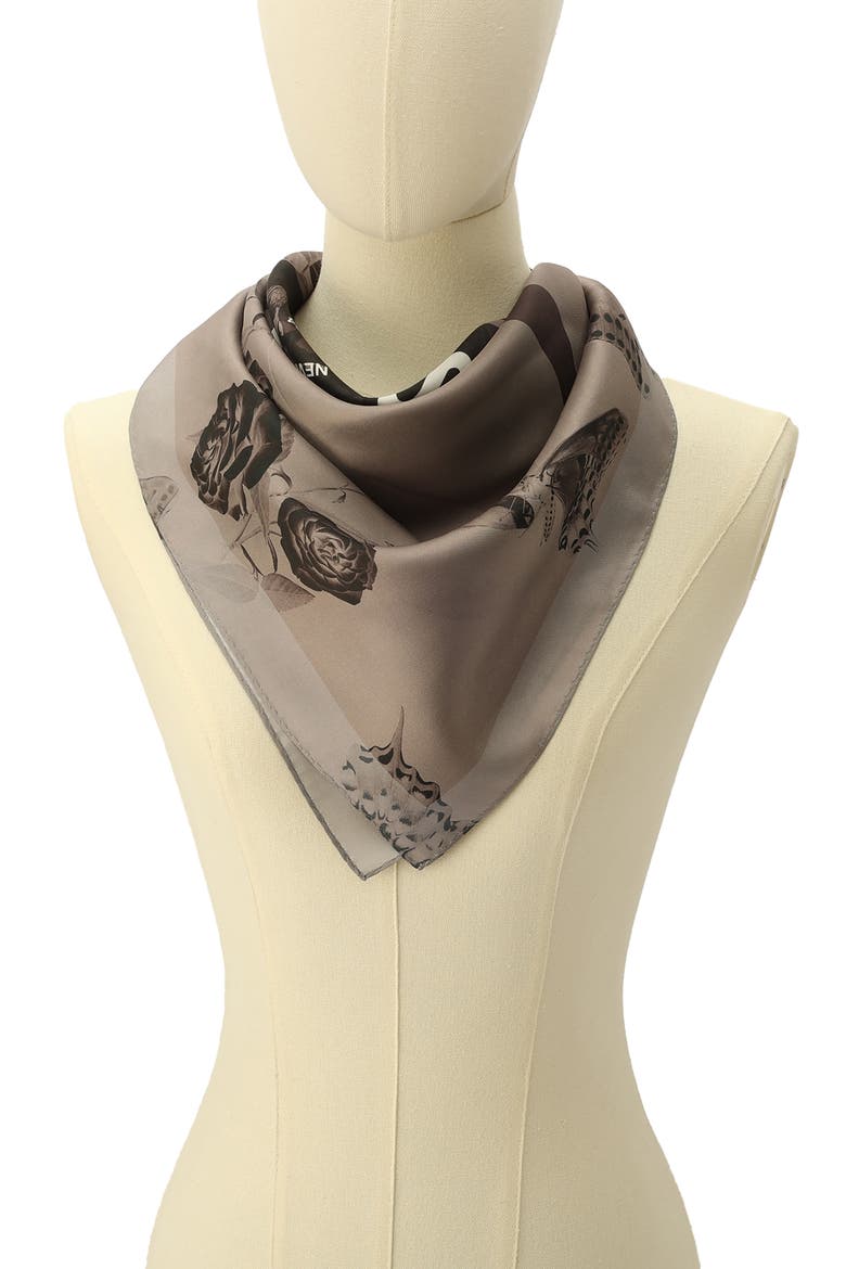 Agatha Fawn Brown Silk Twill Square Scarf, Alternate, color, CINNAMON BROWN