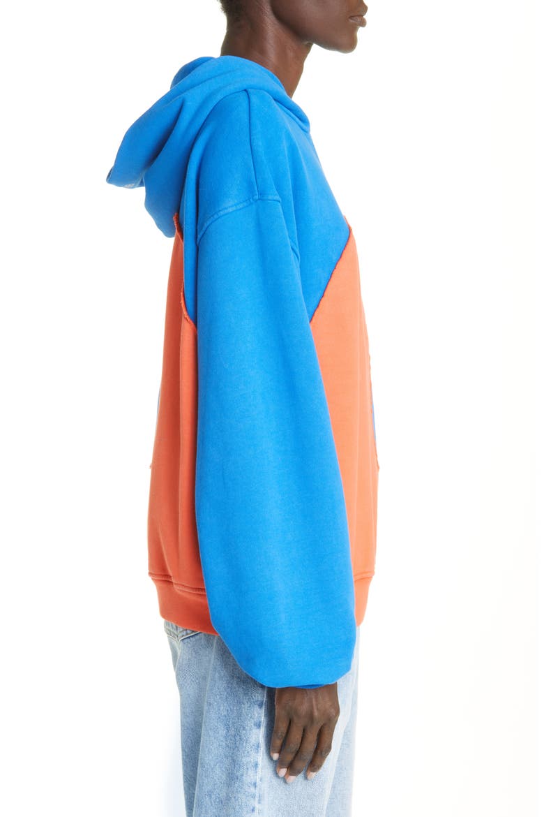 Spiral Oversize Cotton Blend Hoodie, Alternate, color, BLUE ORANGE