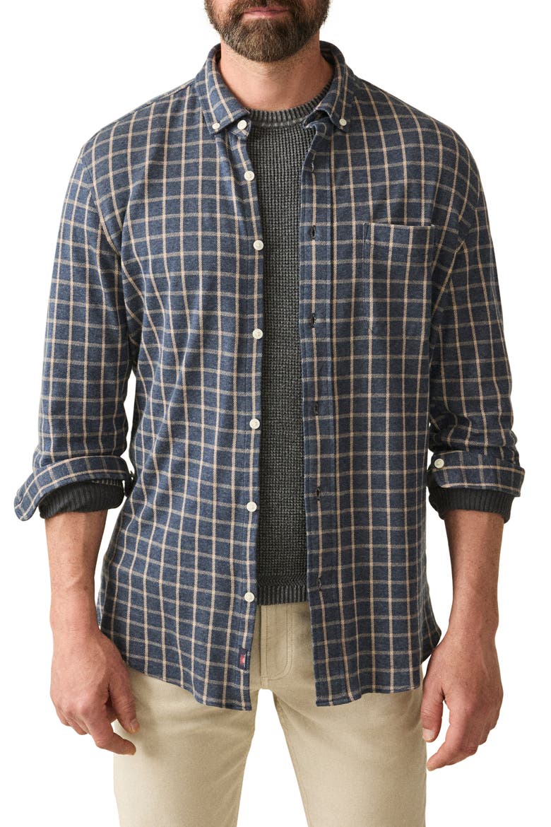 Coastline Knit Button-Down Shirt, Main, color, TWILIGHT CHECK