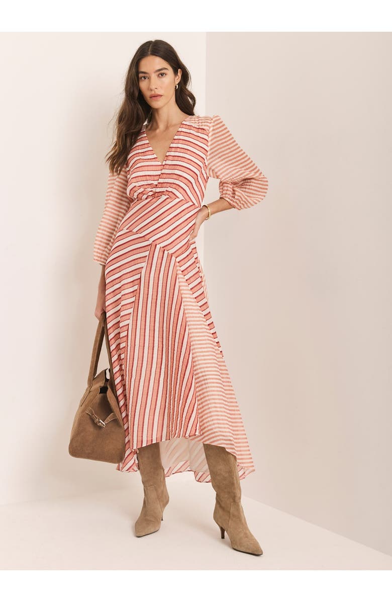 MINT VELVET Striped Panelled Midi Dress, Alternate, color, Orange