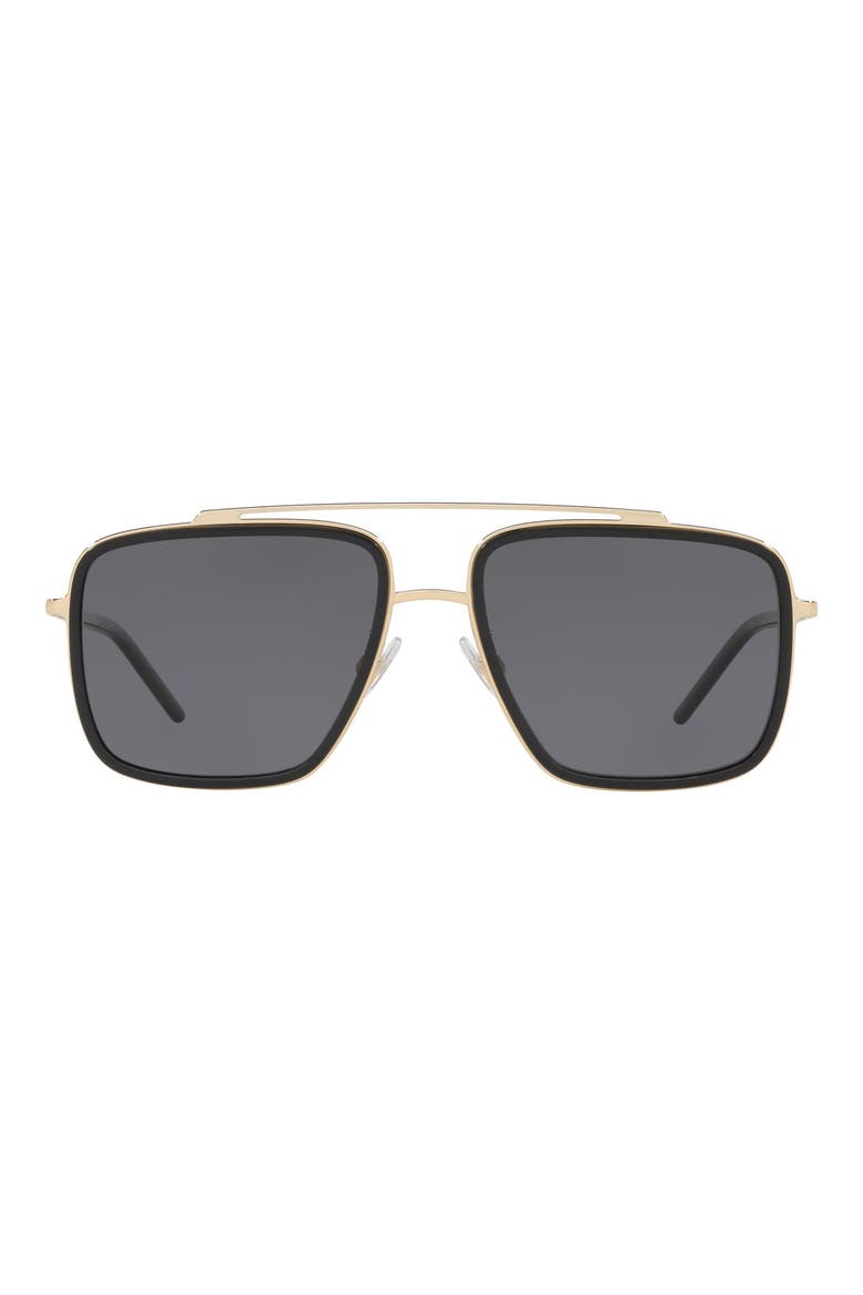 57mm Polarized Navigator Sunglasses, Main, color, GOLD/ BLACK/ GREY