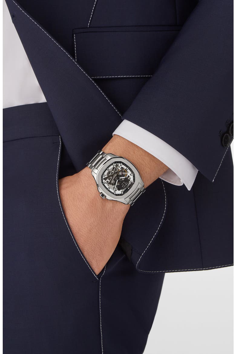 Skeleton Spectre Bracelet Watch, 42mm, Alternate, color, STAINLESS STEEL