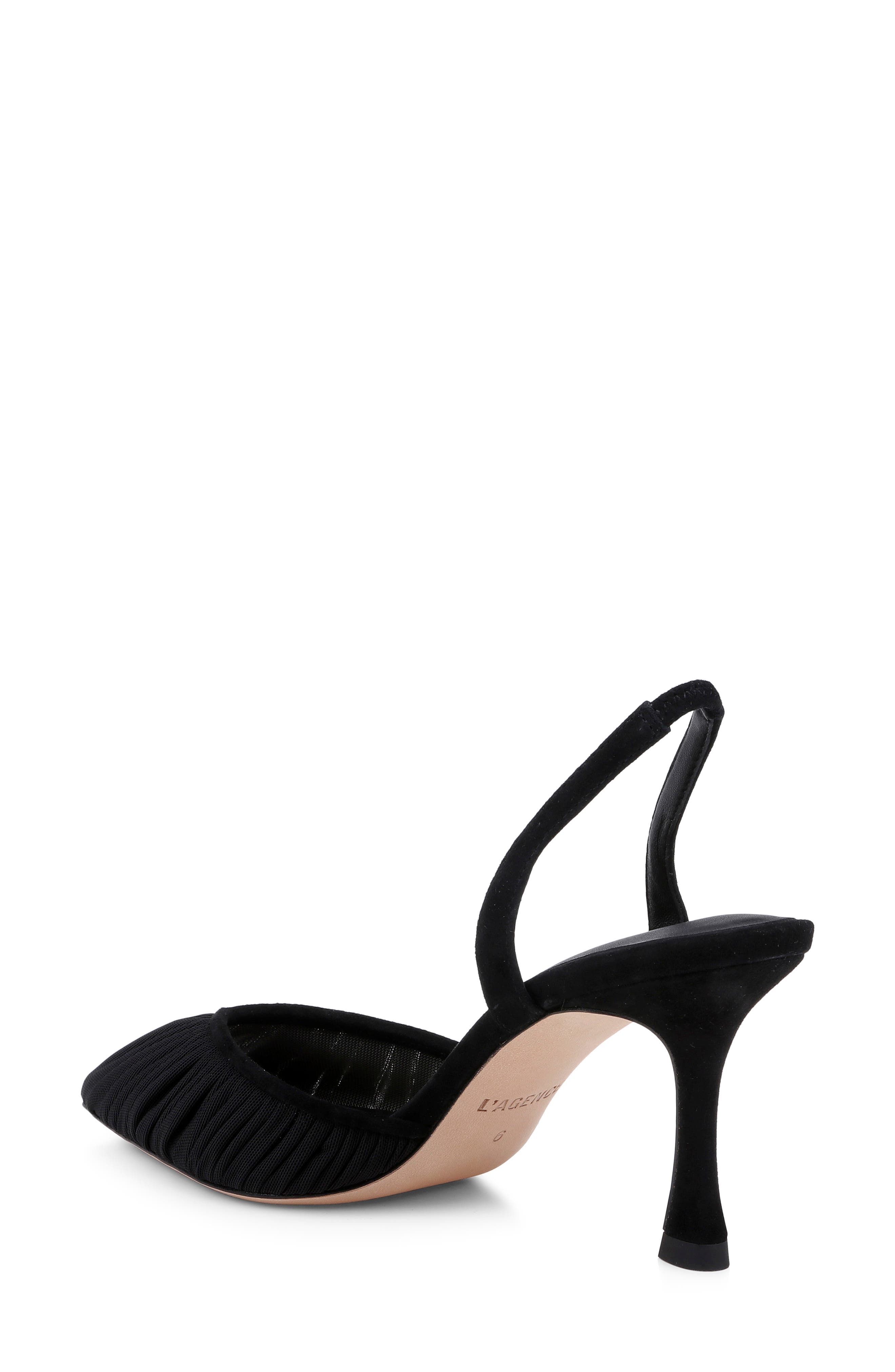 L'AGENCE Bowery Pointed Toe Slingback Pump, Alternate, color, Black Mesh