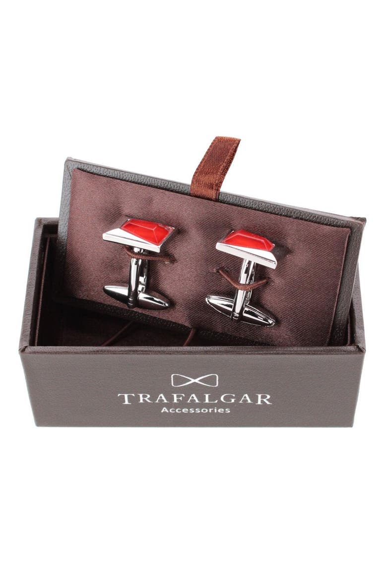 Reginal Rectangular Dapper Stone Cufflinks, Alternate, color, Red