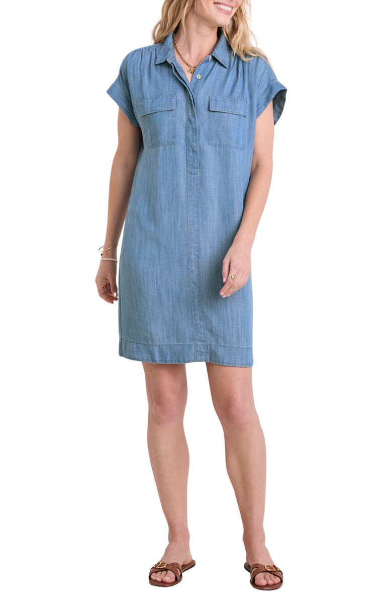 vineyard vines Margo Chambray Popover Shirtdress, Main, color, Blue Mirage