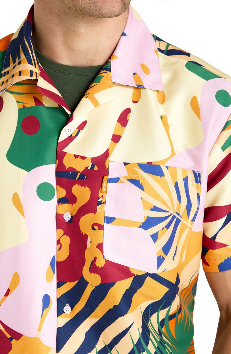 OppoSuits Tropic Thrill Camp Shirt & Drawstring Shorts Set, Alternate, color, Yellow Multi