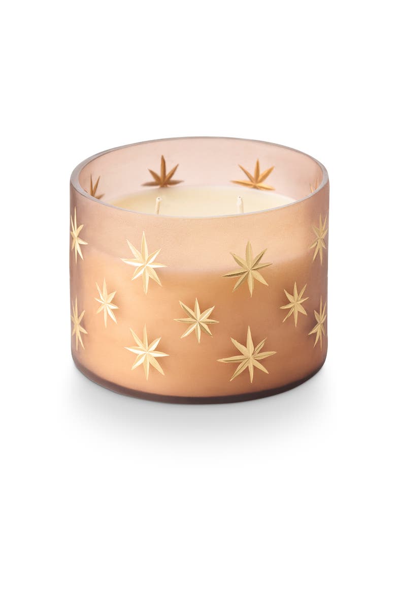 La Ciel Woodfire Frosted Star Glass Candle, Main, color, Brown
