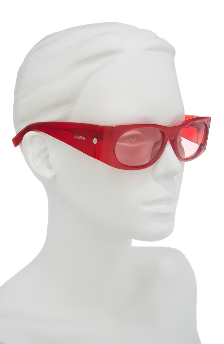 Jacquemus The Pilota Sunglasses, Alternate, color, Cherry/ Silver/ Cherry