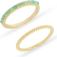 ARGENTO VIVO Set of 2 Semiprecious Stone Stackable Rings