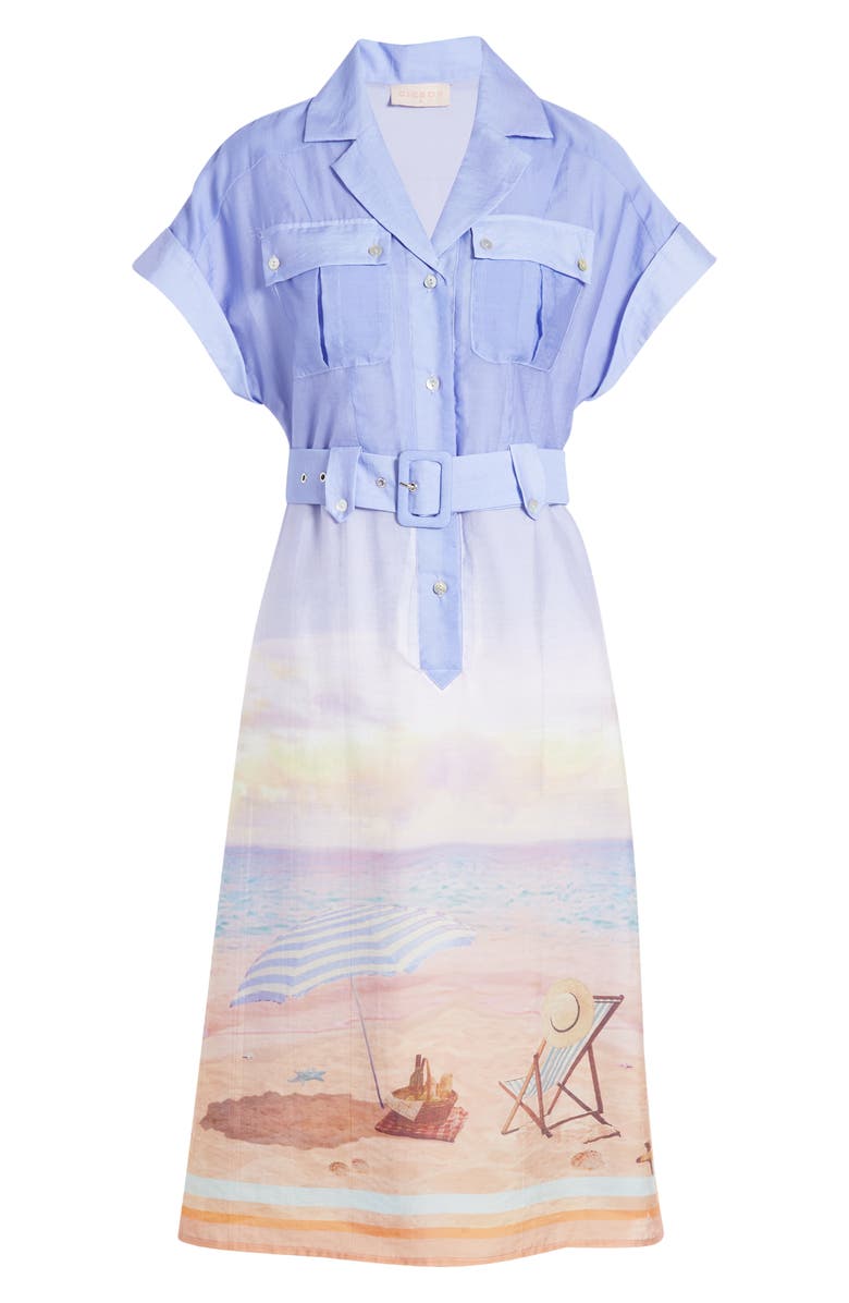 CIEBON Eilish Belted Midi Shirtdress, Alternate, color, Sunset Multi