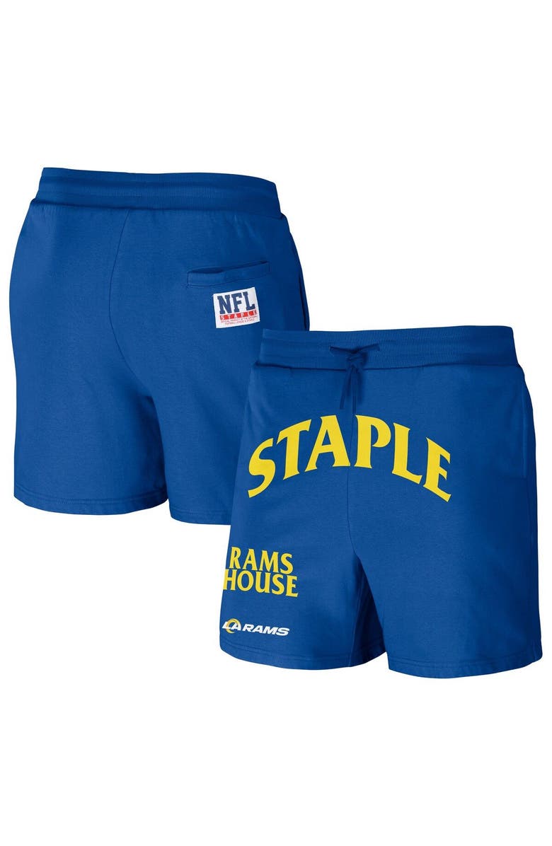 STAPLE Men's NFL x Staple Royal Los Angeles Rams Throwback Vintage Wash Fleece Shorts, Main, color, Royal