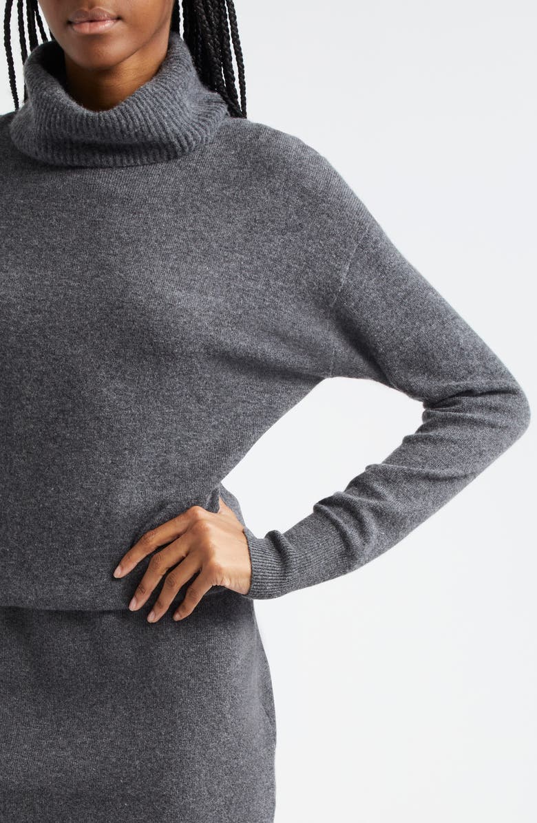 Veronica Beard Cassidy Long Sleeve Turtleneck Wool & Cashmere Sweater Dress, Alternate, color, Charcoal