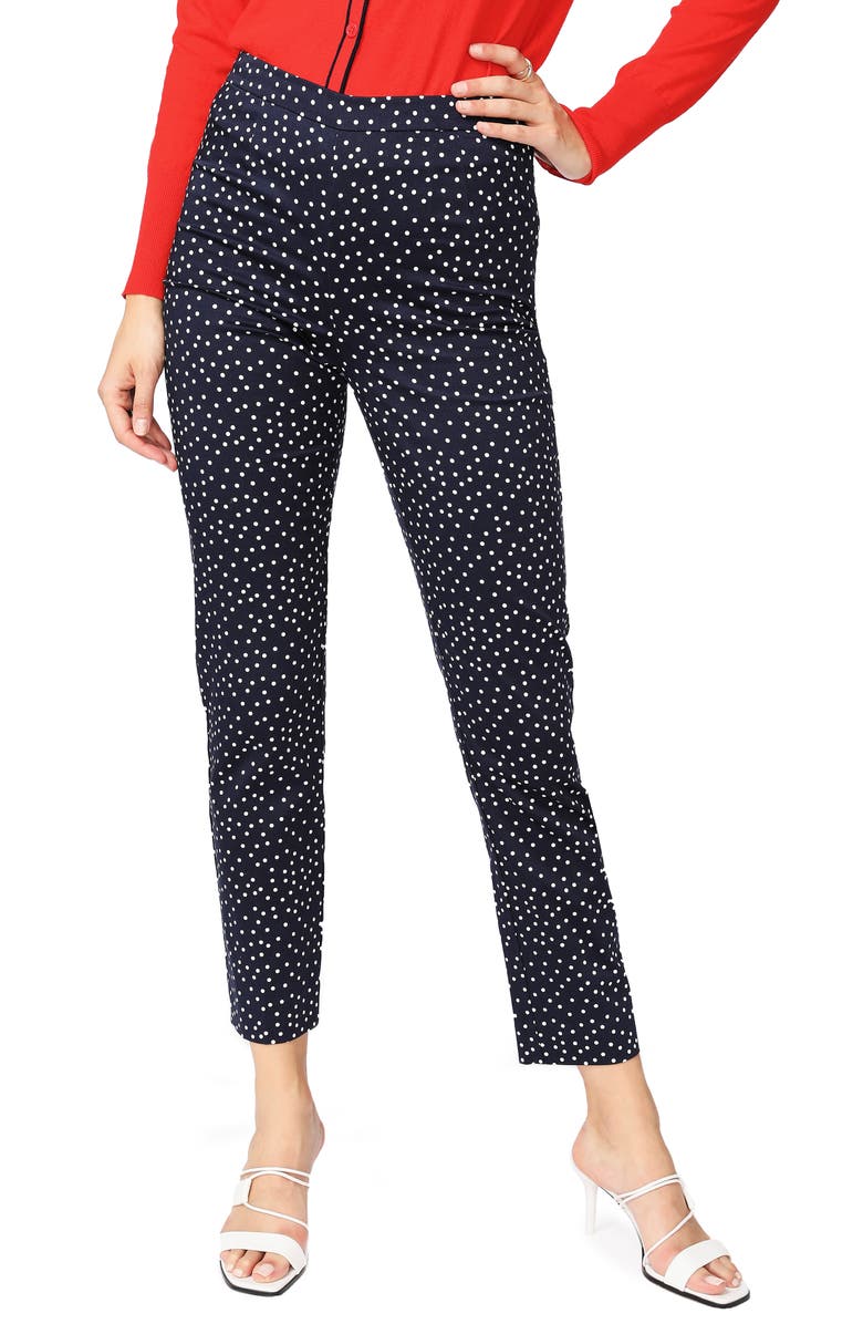 Court & Rowe Scatter Dot Slit Hem Pants, Main, color,