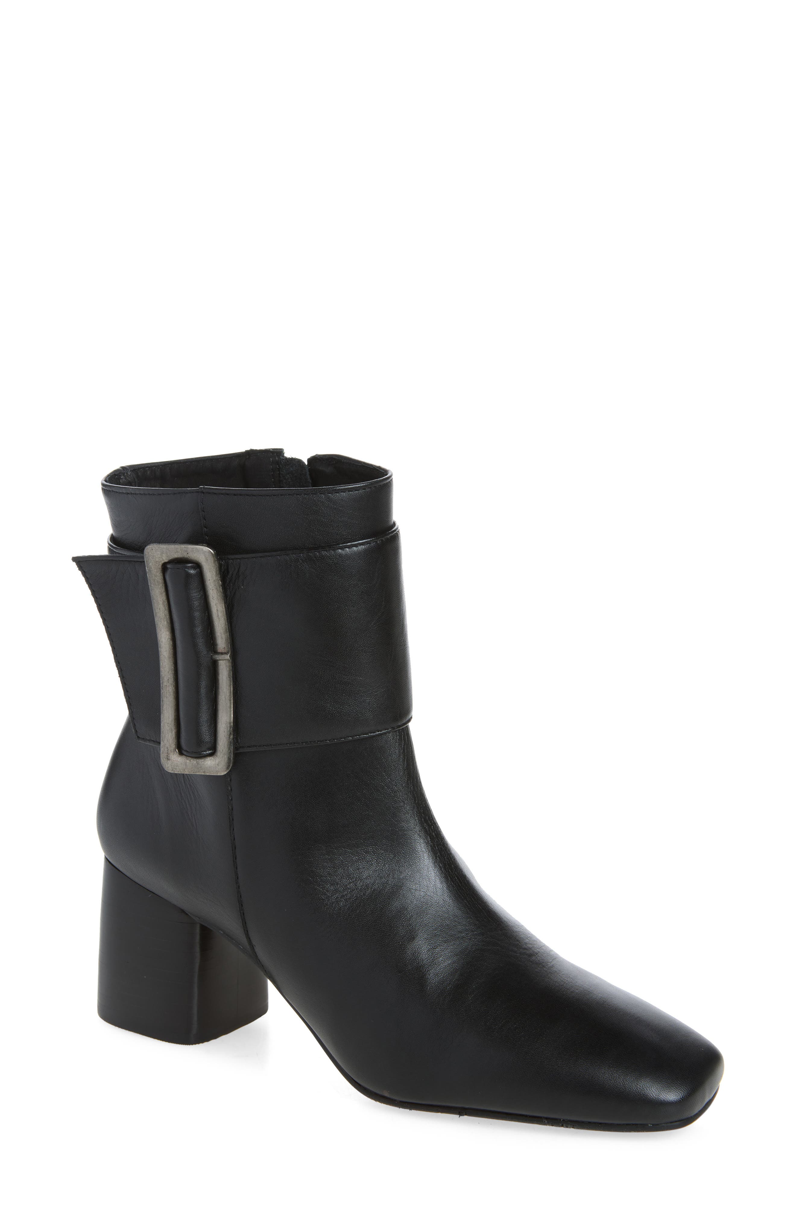 Darsie Leather Bootie, Main, color, BLACK LEATHER