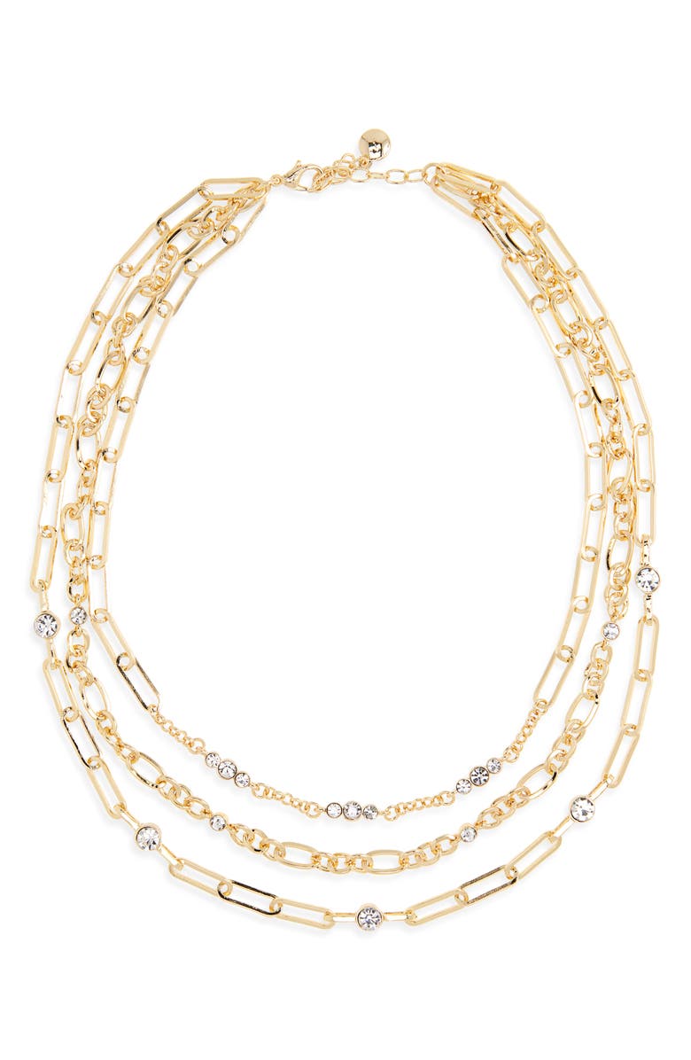 BaubleBar Hera Layered Chain Necklace, Main, color, Goldtone/ Clear