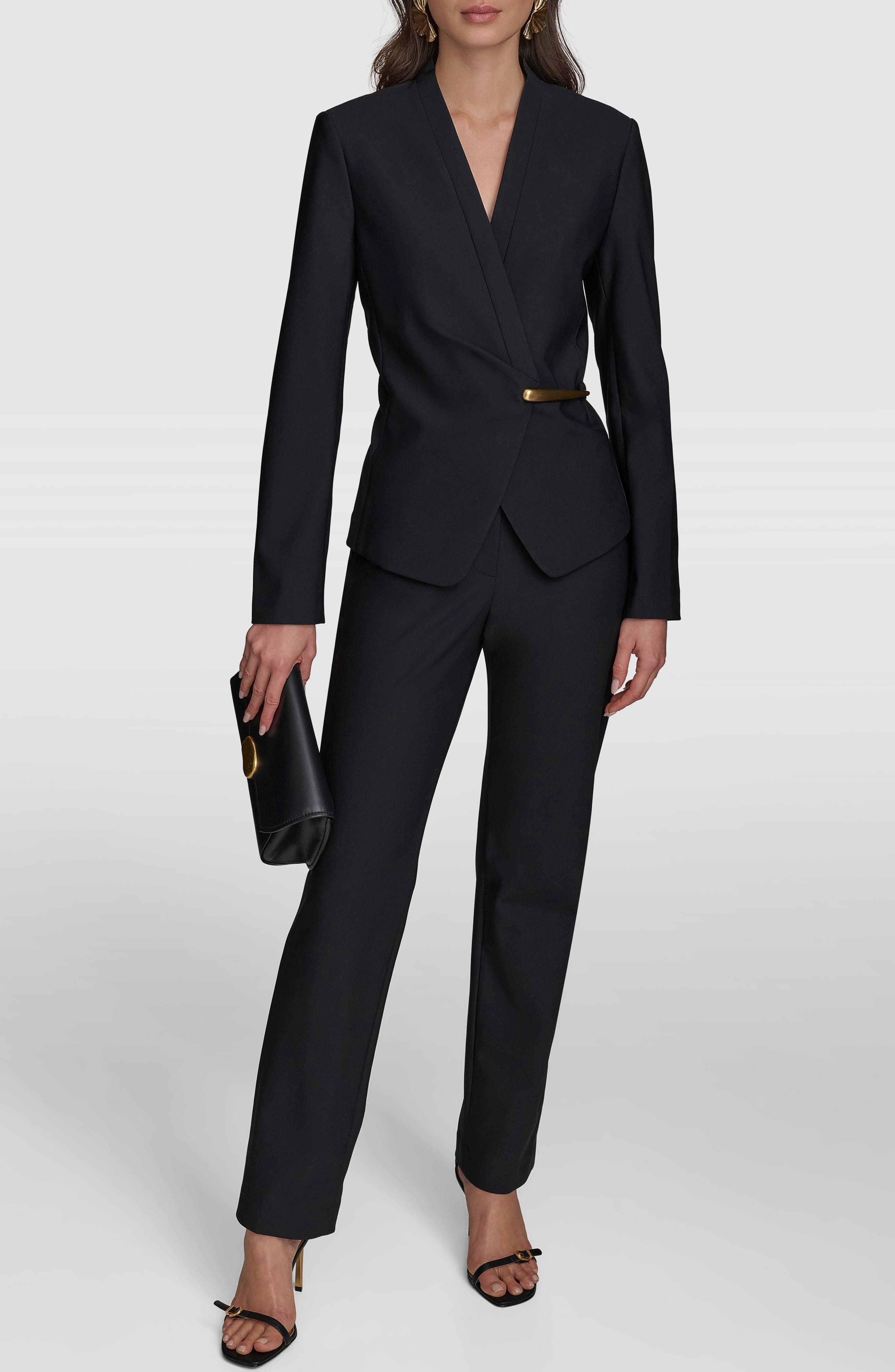 美品 DONNA KARAN リネン混 テーラードジャケット 52 XL 黒 Donna Karan New York Wrap Blazer (Women) | Nordstrom