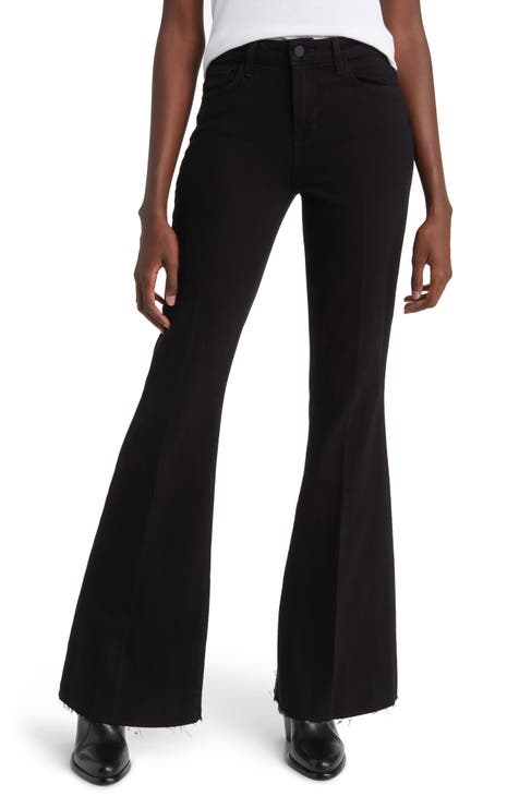 L'Agence Sophie top Black Noir High Rise Soft Stretch Cotton Flare Bell Jeans 24