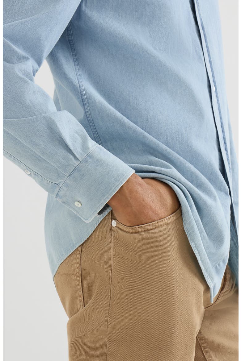 Lightweight denim shirt with spread collar, Alternate, color, Light Blue Denim